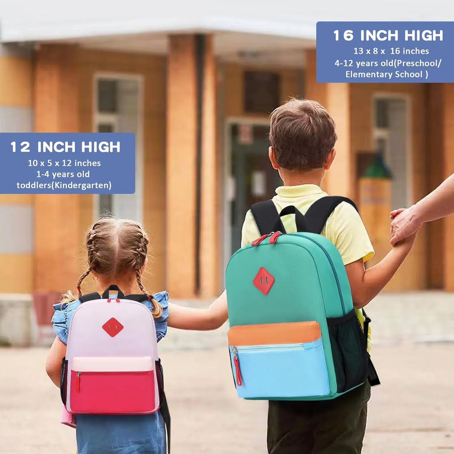 Kids Backpack, 16'' Lightweight School Backpack for Boys Girls,Casual Bookbag for Primary Elementary Middle School,Age 5-14,Lake Green and Blue,Large Size