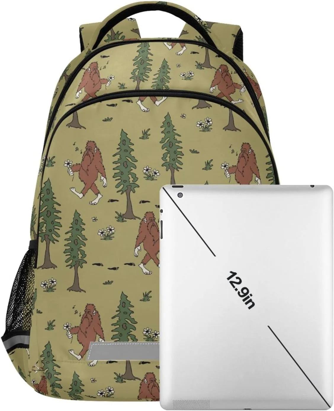 Kids Backpack for Boys Girls Bookbags Bigfoot School Backpack Elementary Bags Travel Daypack Lightweight Waterproof with Reflective Strip