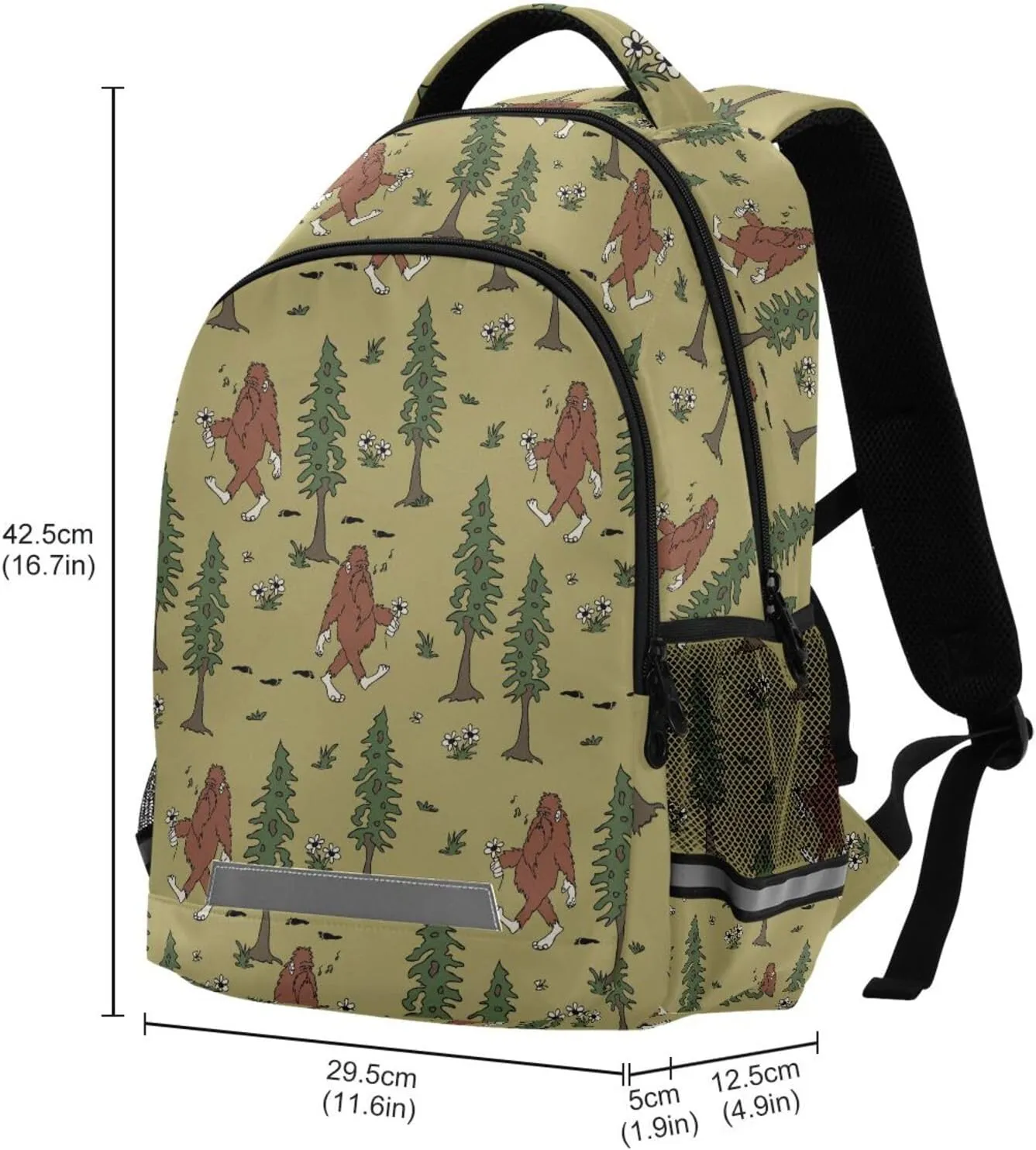 Kids Backpack for Boys Girls Bookbags Bigfoot School Backpack Elementary Bags Travel Daypack Lightweight Waterproof with Reflective Strip
