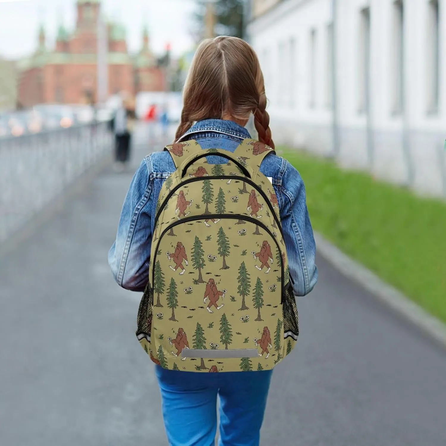 Kids Backpack for Boys Girls Bookbags Bigfoot School Backpack Elementary Bags Travel Daypack Lightweight Waterproof with Reflective Strip