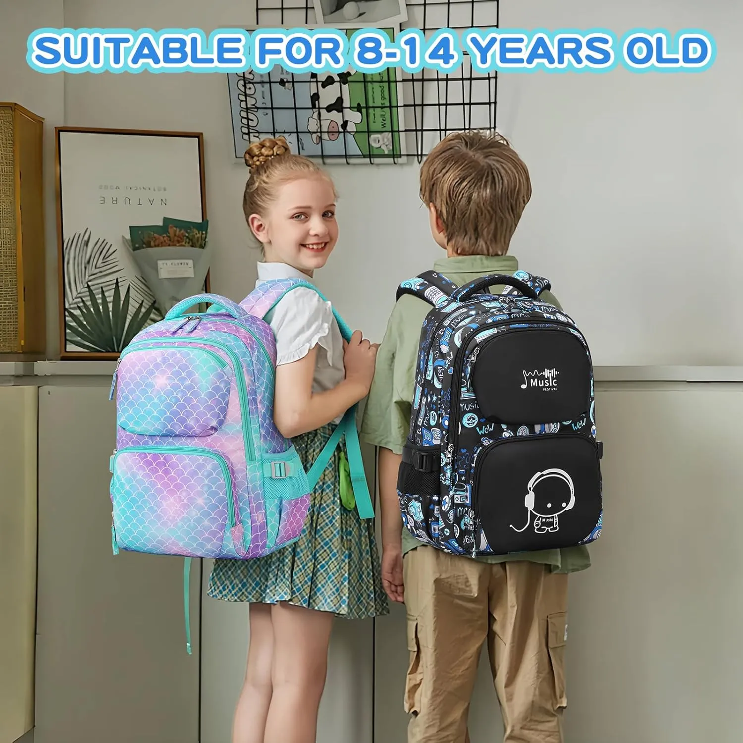 Kids Backpack for Boys, Luminous Design School Backpack with Pencil Case Set for Kids Kawaii Bookbag School Bag for Elementary Middle School, Age 6-12, Robot