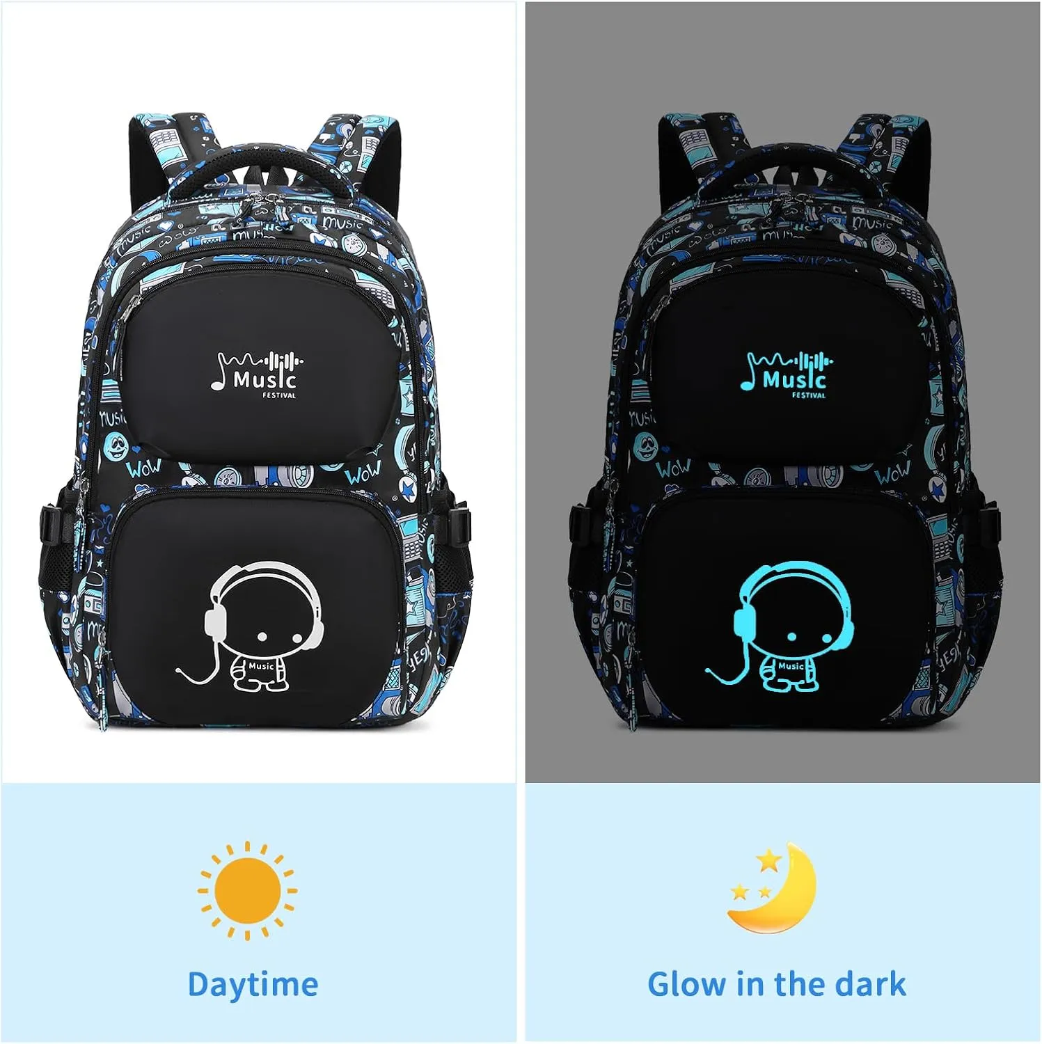 Kids Backpack for Boys, Luminous Design School Backpack with Pencil Case Set for Kids Kawaii Bookbag School Bag for Elementary Middle School, Age 6-12, Robot