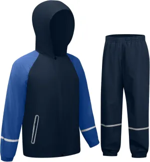 Kids Rain Suit Boys Girls Waterproof Lightweight Raincoat and Pant Rain Gear for Camping Hiking