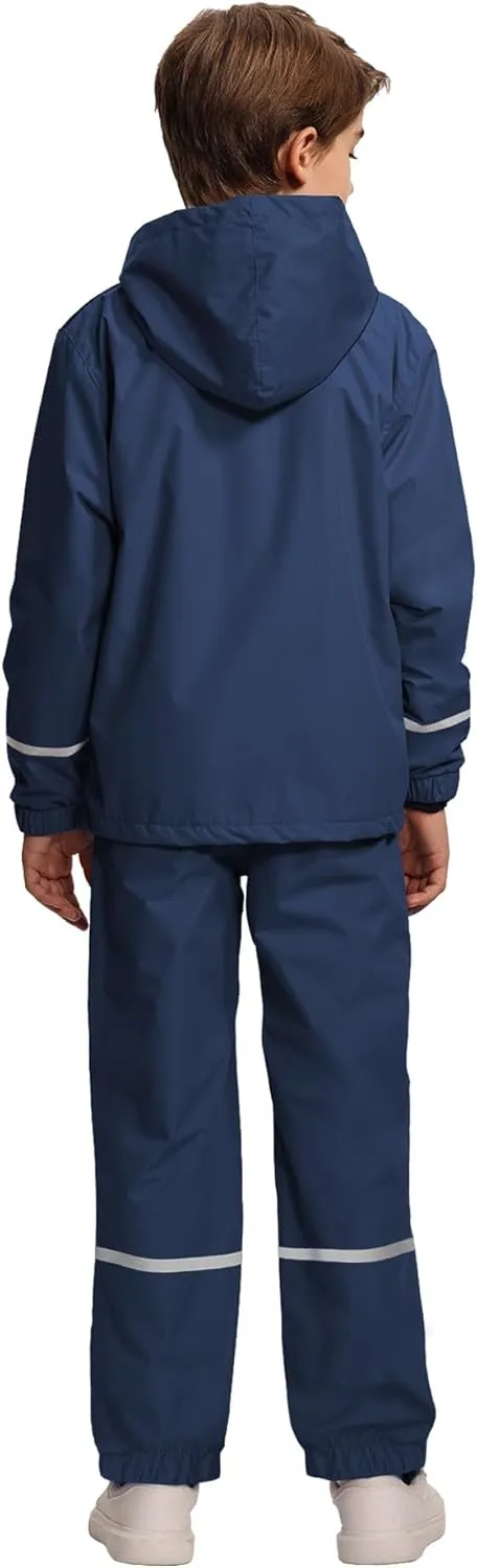 Kids Rain Suit Boys Girls Waterproof Lightweight Raincoat and Pant Rain Gear for Camping Hiking