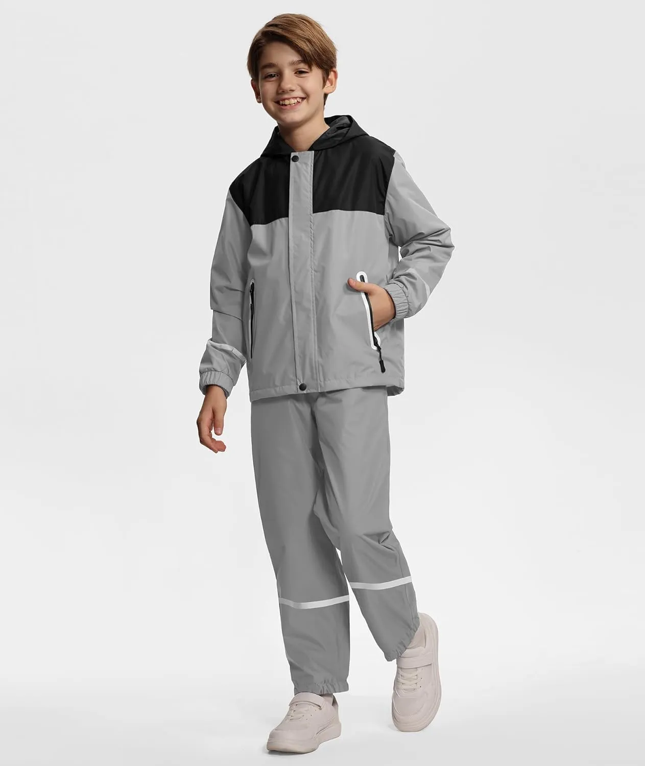 Kids Rain Suit Boys Girls Waterproof Lightweight Raincoat and Pant Rain Gear for Camping Hiking