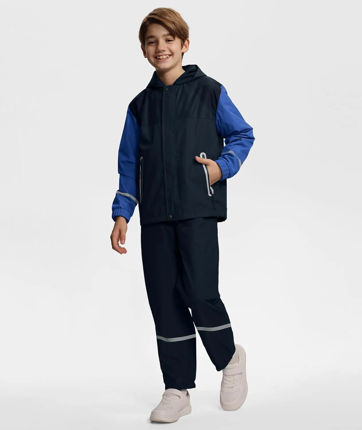 Kids Rain Suit Boys Girls Waterproof Lightweight Raincoat and Pant Rain Gear for Camping Hiking