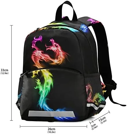 Kid's Toddler Backpack Colorful Dragon Schoolbag Safety Leash for Boys Girls,Cool Kindergarten Children Bag Preschool Nursery Travel Bag Chest Clip Reflective Stripe