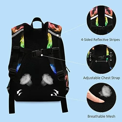 Kid's Toddler Backpack Colorful Dragon Schoolbag Safety Leash for Boys Girls,Cool Kindergarten Children Bag Preschool Nursery Travel Bag Chest Clip Reflective Stripe