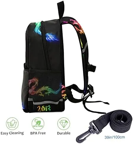 Kid's Toddler Backpack Colorful Dragon Schoolbag Safety Leash for Boys Girls,Cool Kindergarten Children Bag Preschool Nursery Travel Bag Chest Clip Reflective Stripe