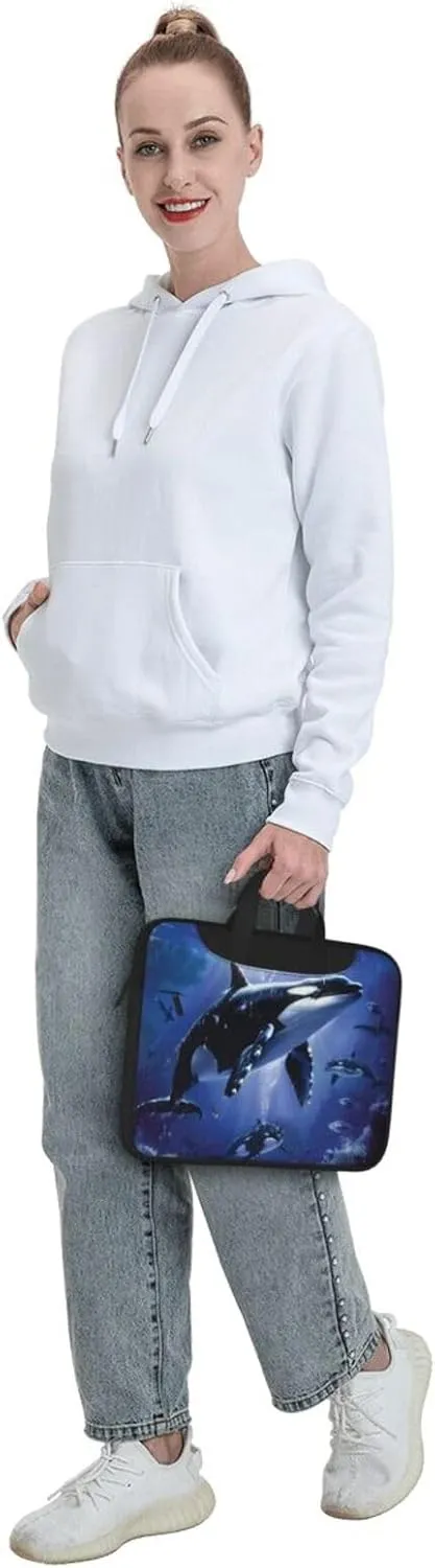 Killer Whale Printed Laptop Tote Bag Travel Business Computer Bag Work Bag for Men Women