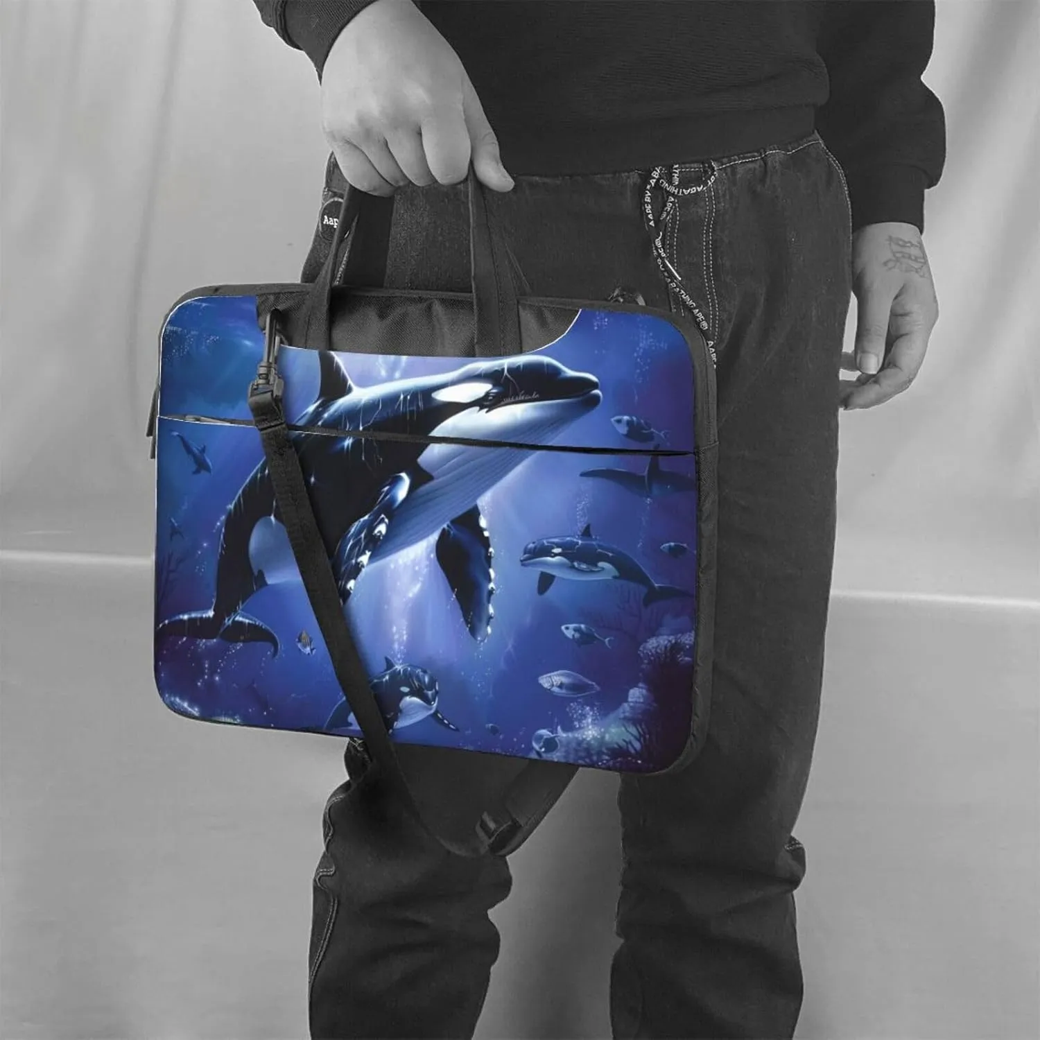 Killer Whale Printed Laptop Tote Bag Travel Business Computer Bag Work Bag for Men Women