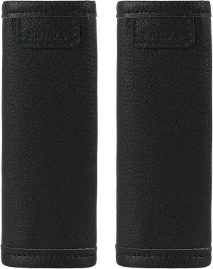KINIVA 2 Pack Set Black Vegan Leather Luggage Handle Wraps, Luggage Identifiers Tags Markers for Suitcase, Travel Accessories