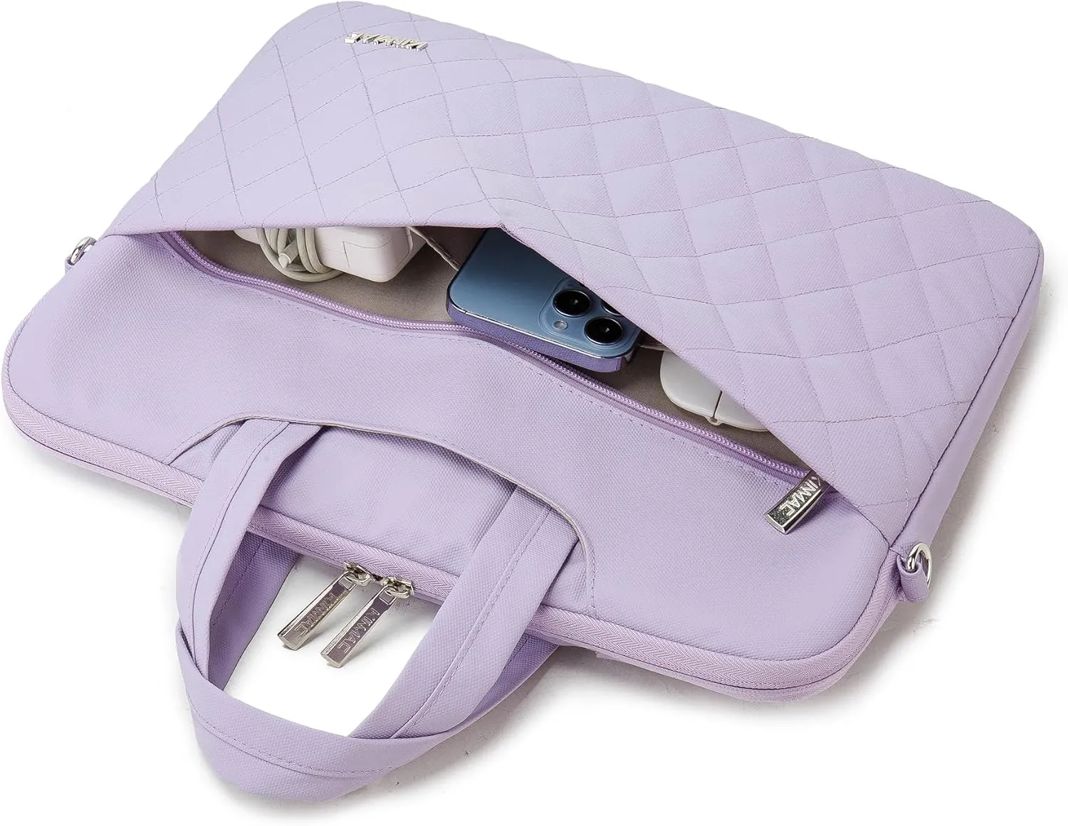 Kinmac 360° Protective Laptop Shoulder Messenger Sleeve Briefcase case Bag For MacBook Air 15 inch,MacBook Pro 16 inch and 15 inch-15.6 inch Laptop (Purple Embroider)