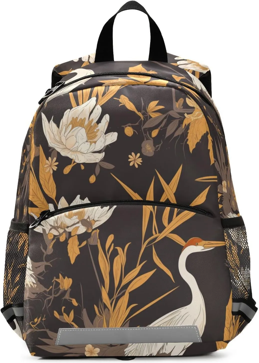 KLL Floral Motives and Cranes Cartoon School Back Packs for Boys Multifunctional Mini Bookbag for Primary School Travel