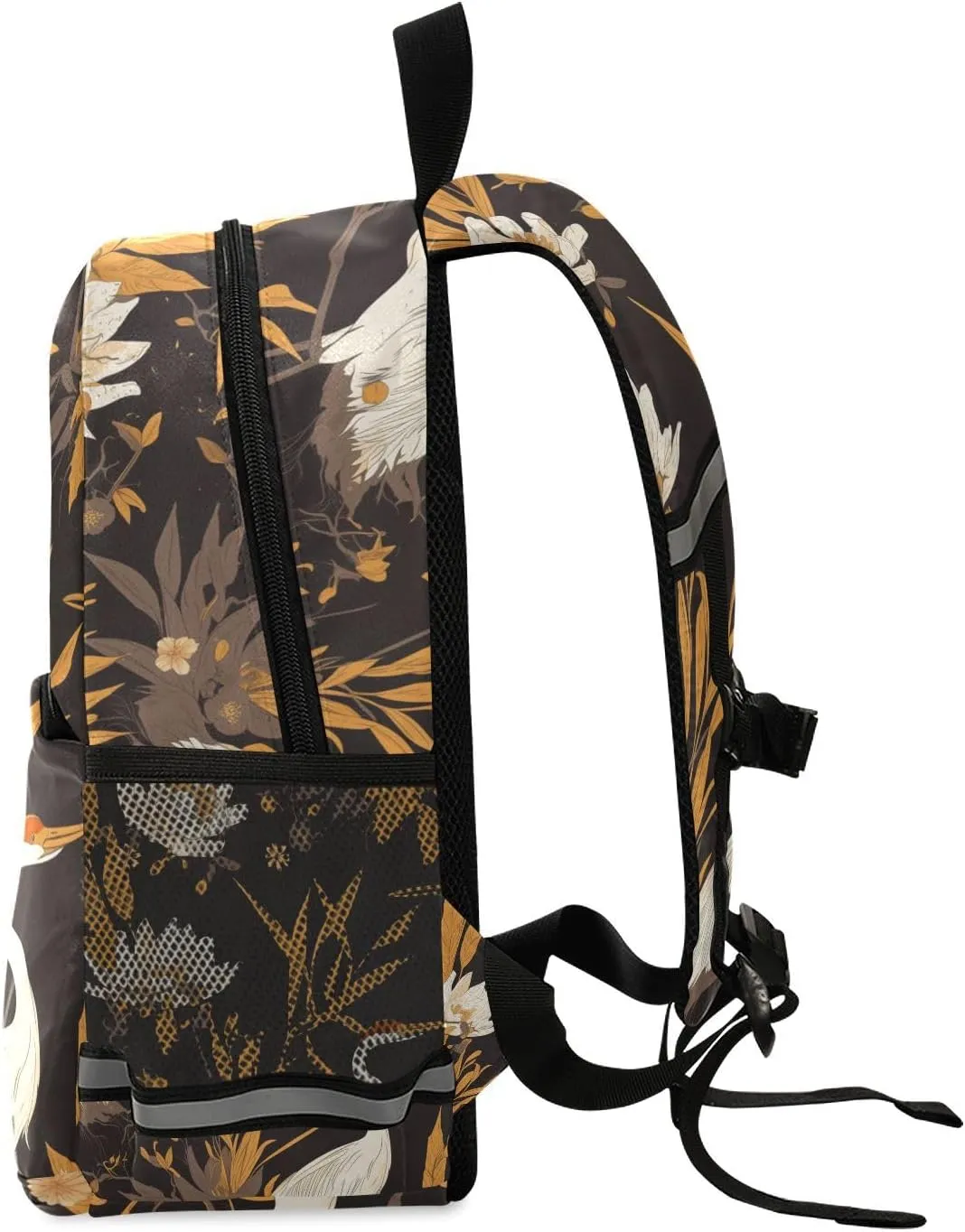 KLL Floral Motives and Cranes Cartoon School Back Packs for Boys Multifunctional Mini Bookbag for Primary School Travel