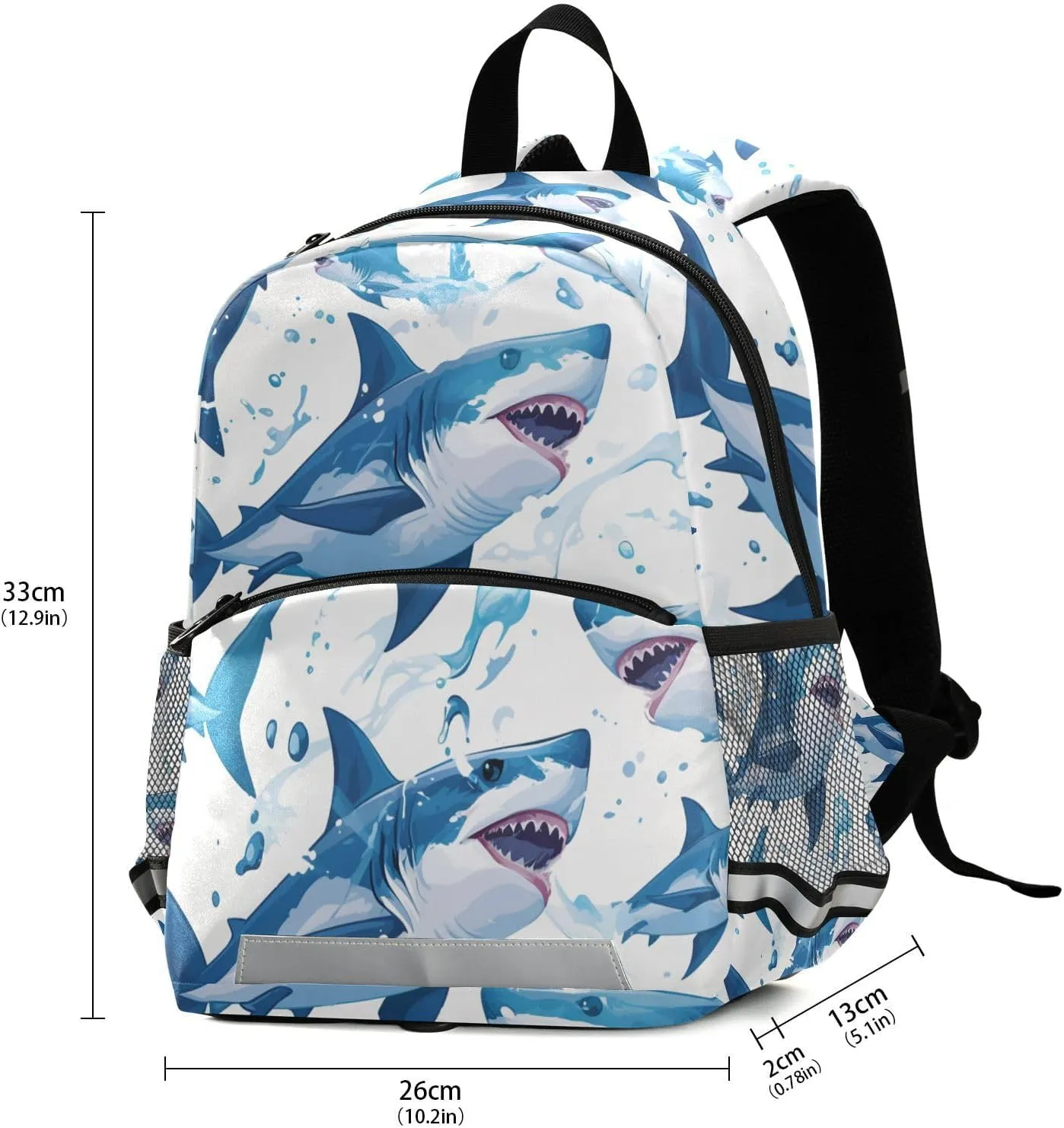 KLL Little Girls Backpack, Ocean fish sea Masco, Water Resistant Schoolbag with Reflective Strips Cute Travel Daypack