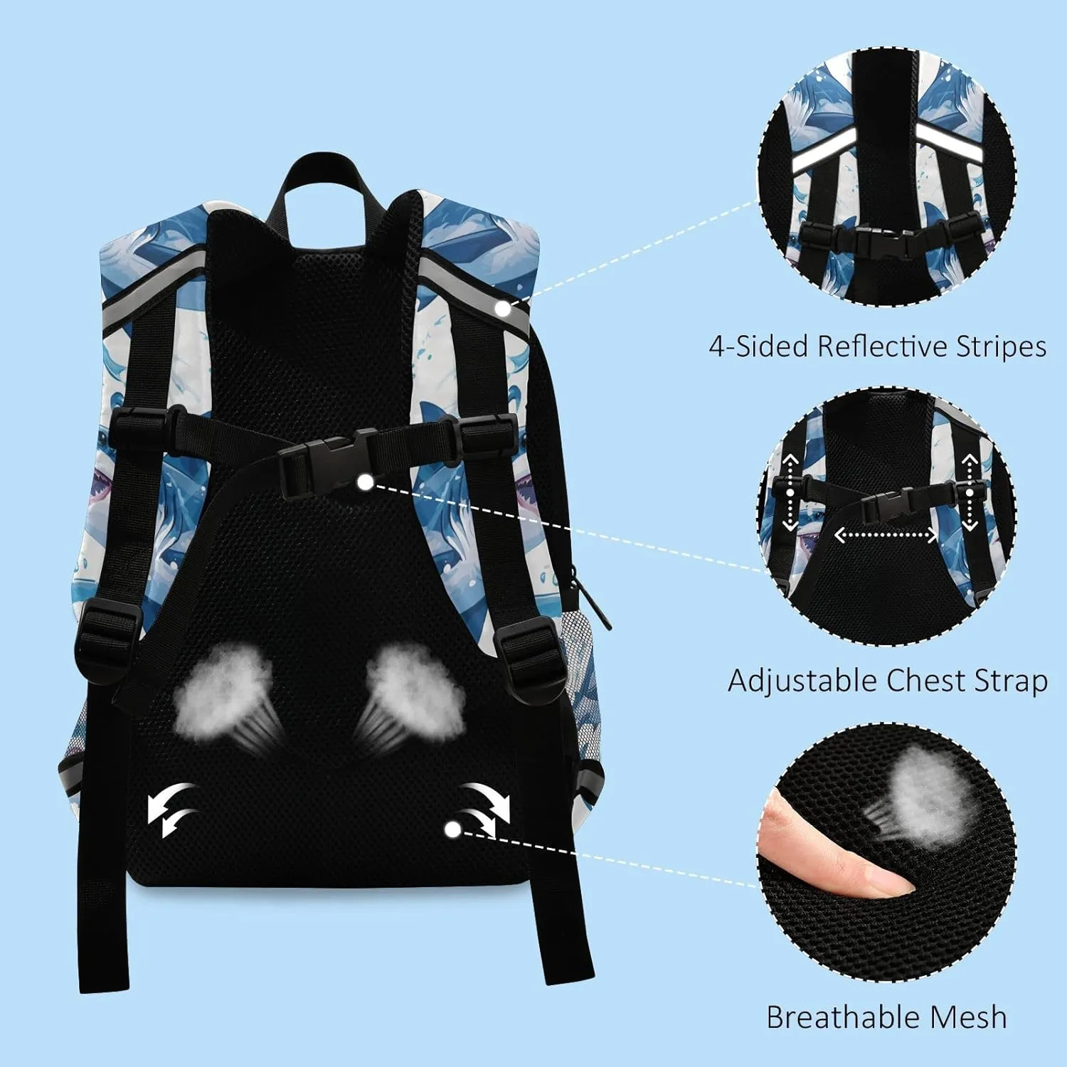 KLL Little Girls Backpack, Ocean fish sea Masco, Water Resistant Schoolbag with Reflective Strips Cute Travel Daypack