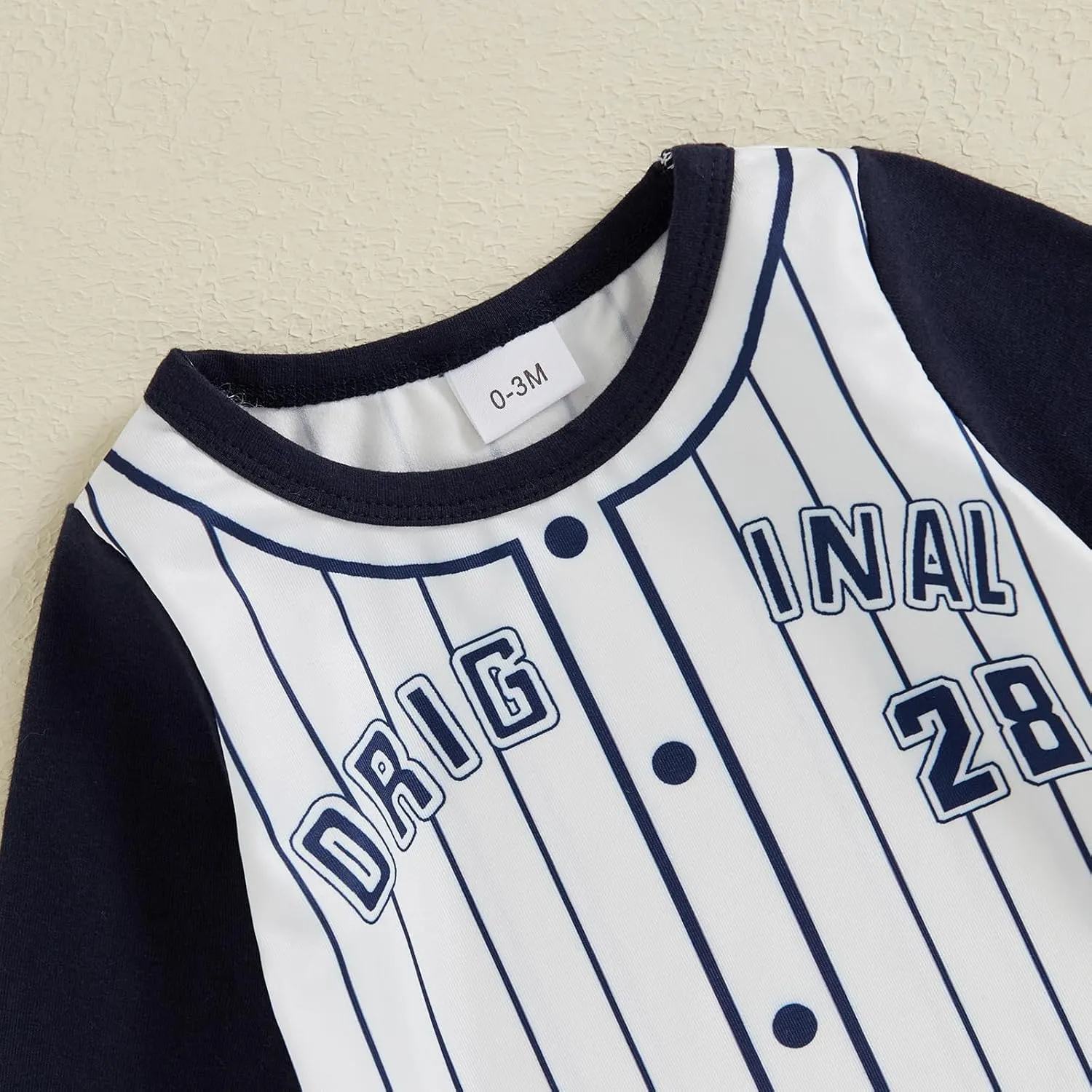 KMBANGI Newborn Baby Boys Baseball Outfit Long Sleeve Stripe Letter Print Bodysuit Jogger Pants 2PCS Set Clothes