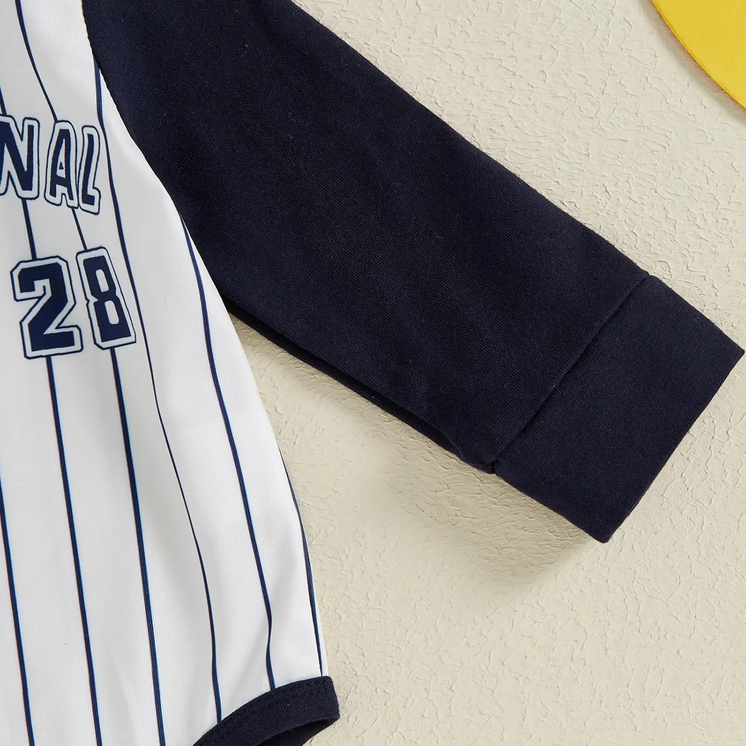 KMBANGI Newborn Baby Boys Baseball Outfit Long Sleeve Stripe Letter Print Bodysuit Jogger Pants 2PCS Set Clothes