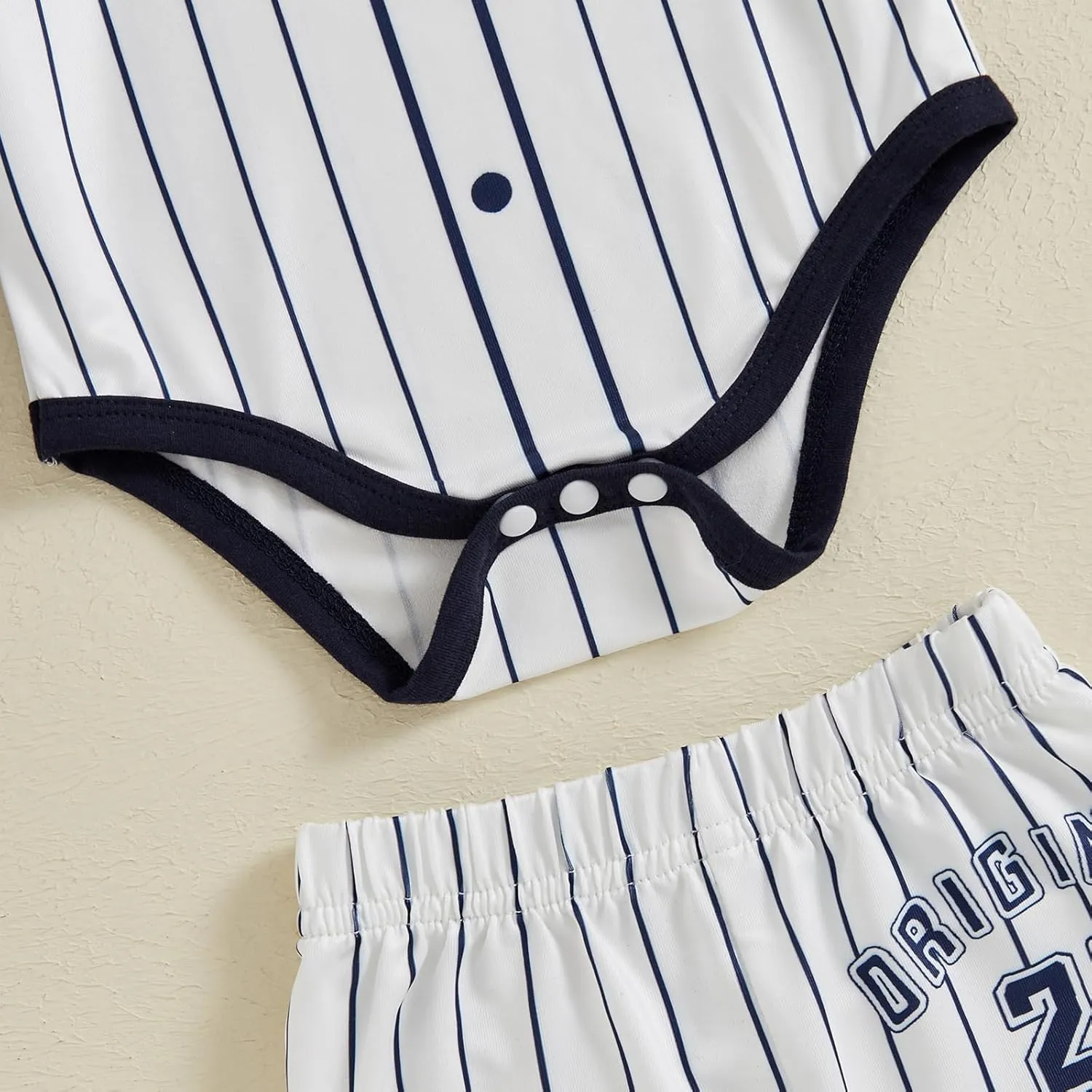 KMBANGI Newborn Baby Boys Baseball Outfit Long Sleeve Stripe Letter Print Bodysuit Jogger Pants 2PCS Set Clothes