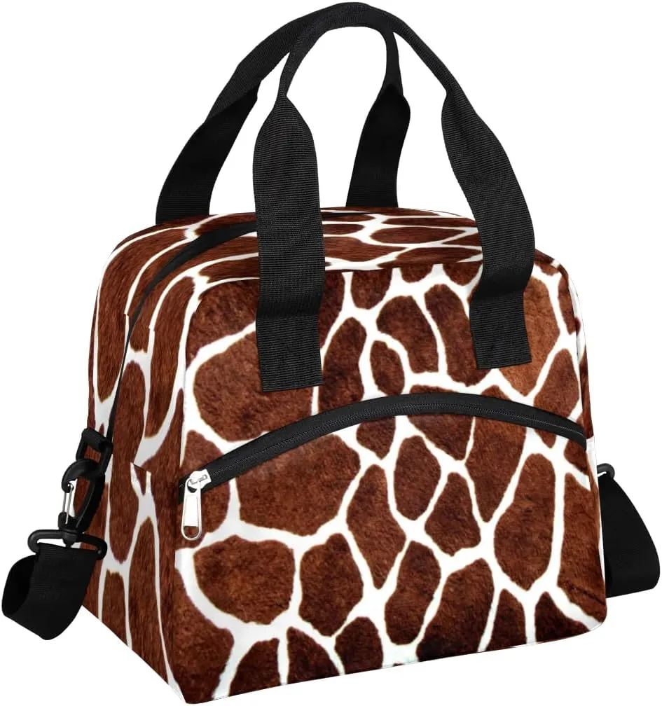 KOBLEN Animal Giraffe Skin Pattern Insulated Lunch Bag for Women Men Reusable Lunch Box Cooler Tote Bag with Adjustable Shoulder Strap Lunch Container for Adult Office Work Picnic Travel Outdoor