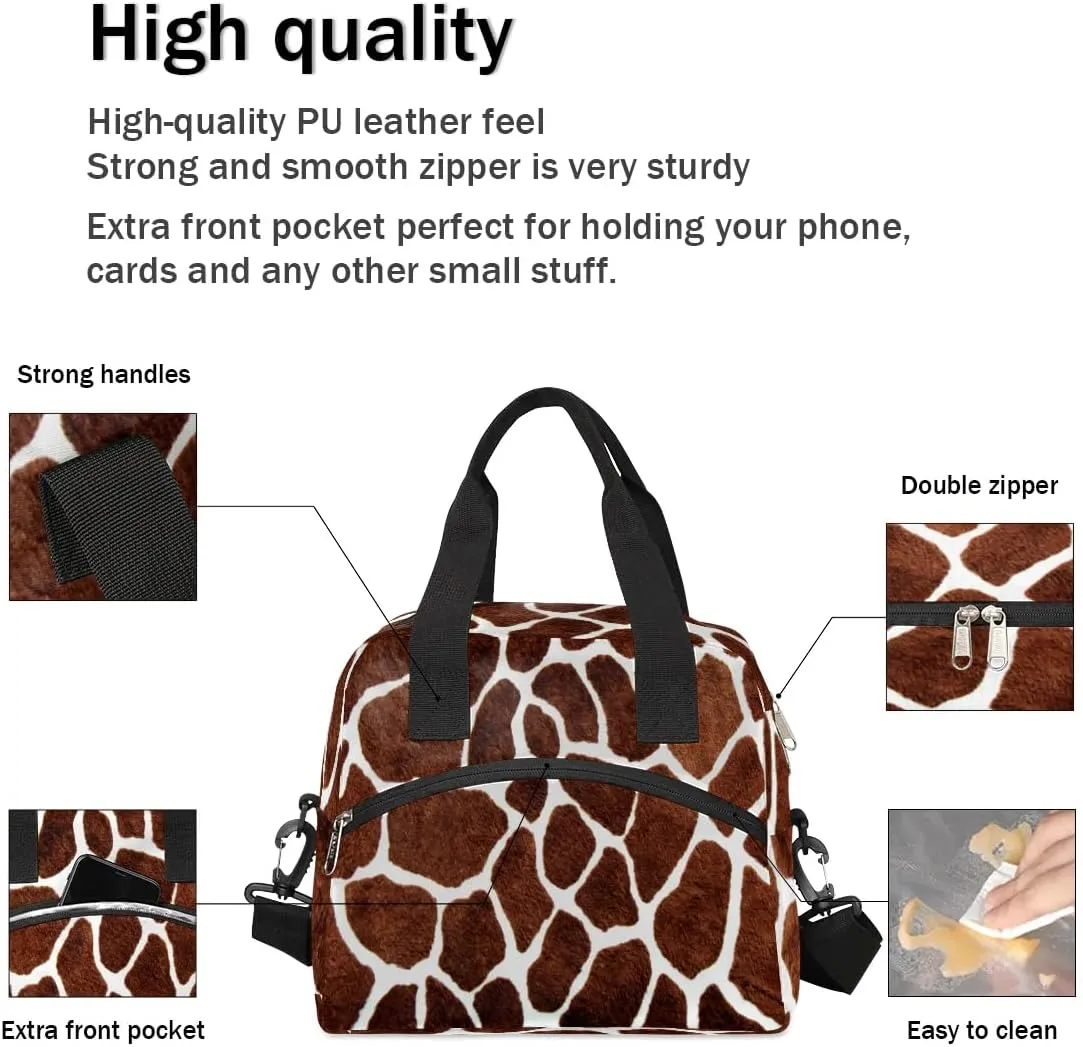 KOBLEN Animal Giraffe Skin Pattern Insulated Lunch Bag for Women Men Reusable Lunch Box Cooler Tote Bag with Adjustable Shoulder Strap Lunch Container for Adult Office Work Picnic Travel Outdoor