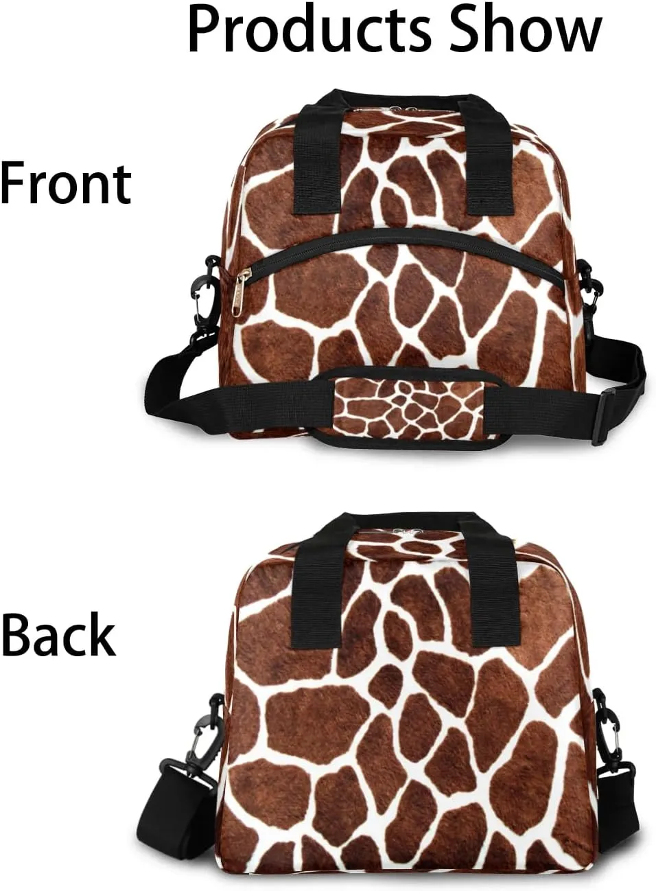 KOBLEN Animal Giraffe Skin Pattern Insulated Lunch Bag for Women Men Reusable Lunch Box Cooler Tote Bag with Adjustable Shoulder Strap Lunch Container for Adult Office Work Picnic Travel Outdoor