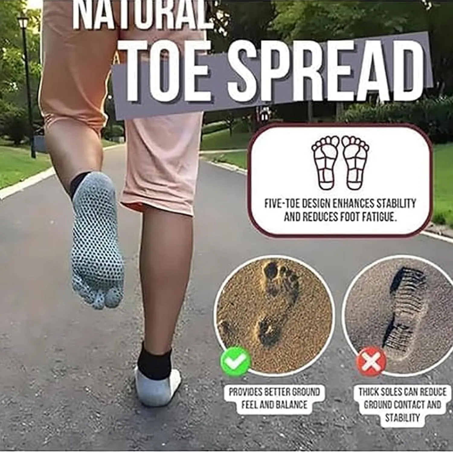 Konjoun Super Socks Grounding, Konjoun Barefoot Socks Men, One Size Fits All, Separate Your Toes for Enjoy Outdoors