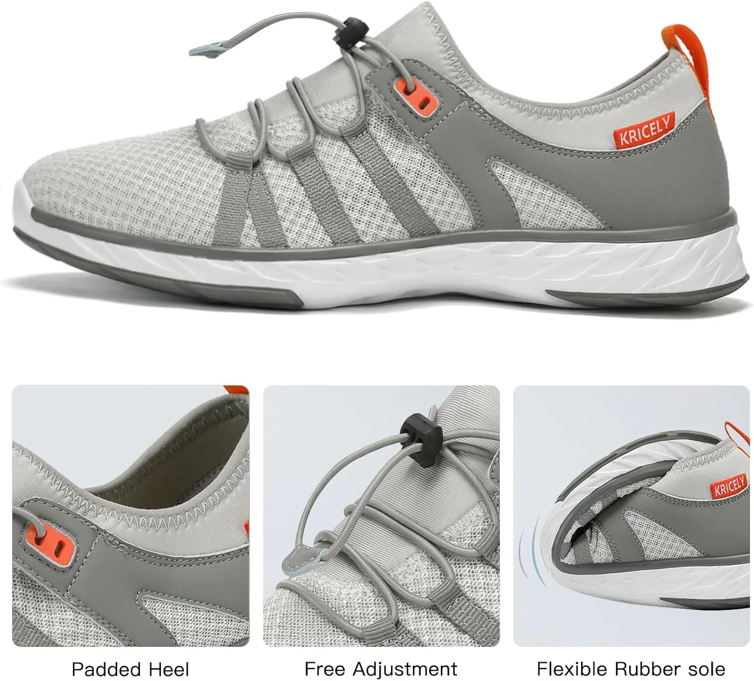 Kricely Water Shoes Men Quick Dry Aqua Shoes Swim Shoes for Men Non-Slip Beach Shoes Outdoor for Surfing