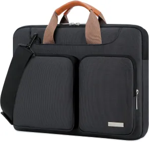 Lacdo 360° Protective Laptop Shoulder Bag, 15-15.6 inch Laptop Sleeve Case for Acer HP Lenovo Dell ASUS Laptop, Acer Aspire, HP Pavilion, Dell Inspiron, Lenovo IdeaPad,ASUS ZenBook Computer Bag, Black