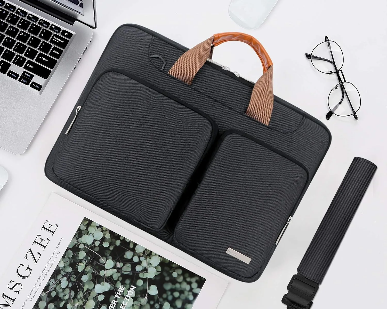 Lacdo 360° Protective Laptop Shoulder Bag, 15-15.6 inch Laptop Sleeve Case for Acer HP Lenovo Dell ASUS Laptop, Acer Aspire, HP Pavilion, Dell Inspiron, Lenovo IdeaPad,ASUS ZenBook Computer Bag, Black