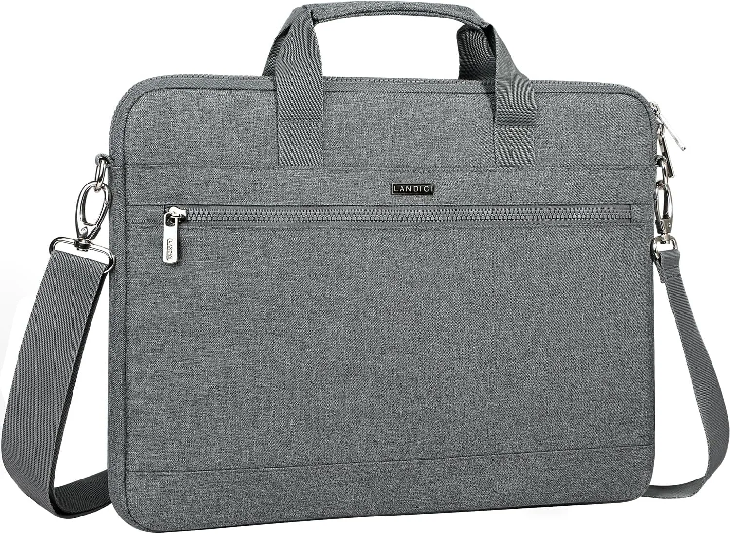 LANDICI 360° Protective Laptop Bag Case 15.6-16 Inch with Shoulder Strap, Waterproof Computer Sleeve Cover for MacBook Pro 16, Acer HP Lenovo Dell ASUS Laptop, Slim Briefcase for Men Women, Grey