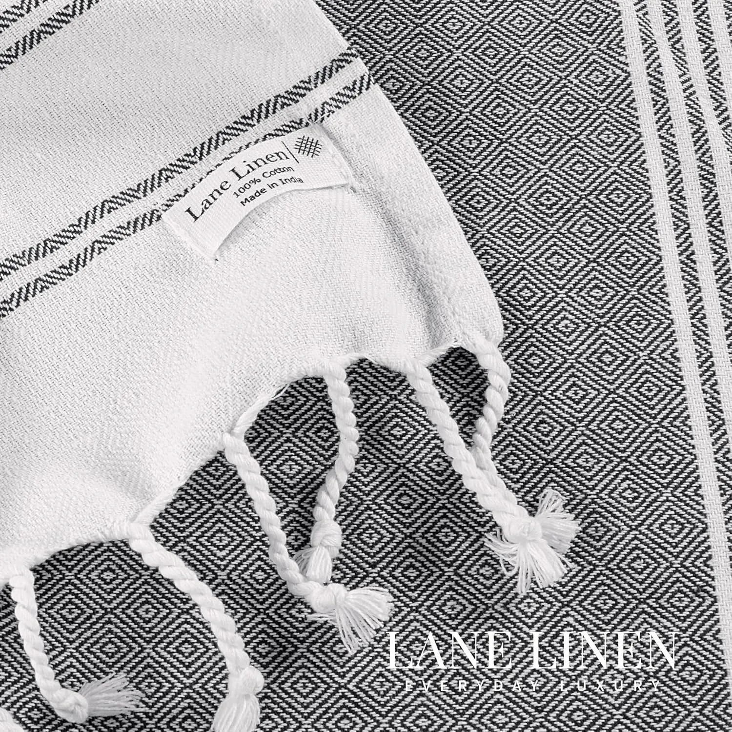LANE LINEN Beach Towel, 2 Pack Beach Towels Oversized, 39"x71", Quick Dry Pool Towels for Adults, Absorbent Sandproof, Lightweight Travel Beach Towel - Ebony