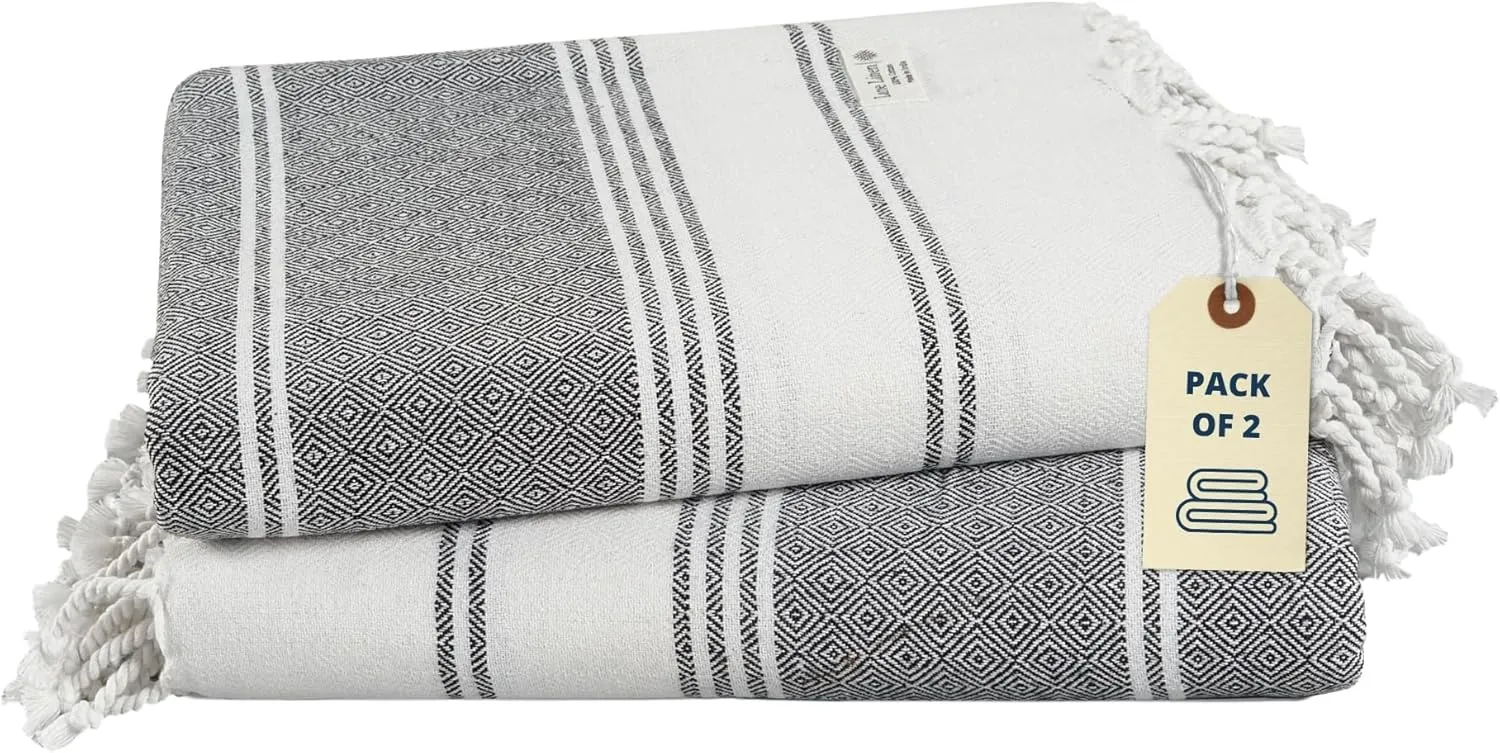 LANE LINEN Beach Towel, 2 Pack Beach Towels Oversized, 39"x71", Quick Dry Pool Towels for Adults, Absorbent Sandproof, Lightweight Travel Beach Towel - Ebony