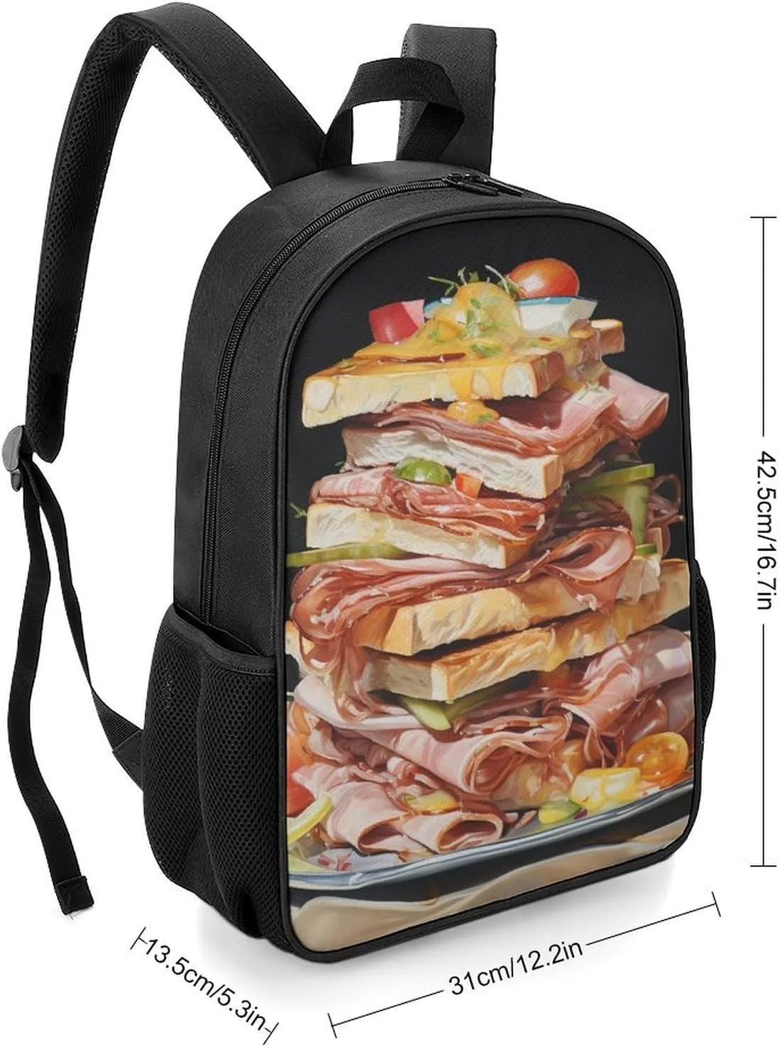 Laptop Backpack for Travel Daypack Ham Toast Computer Bag Work Back Pack Laptop Bag Casual Nurse Bag