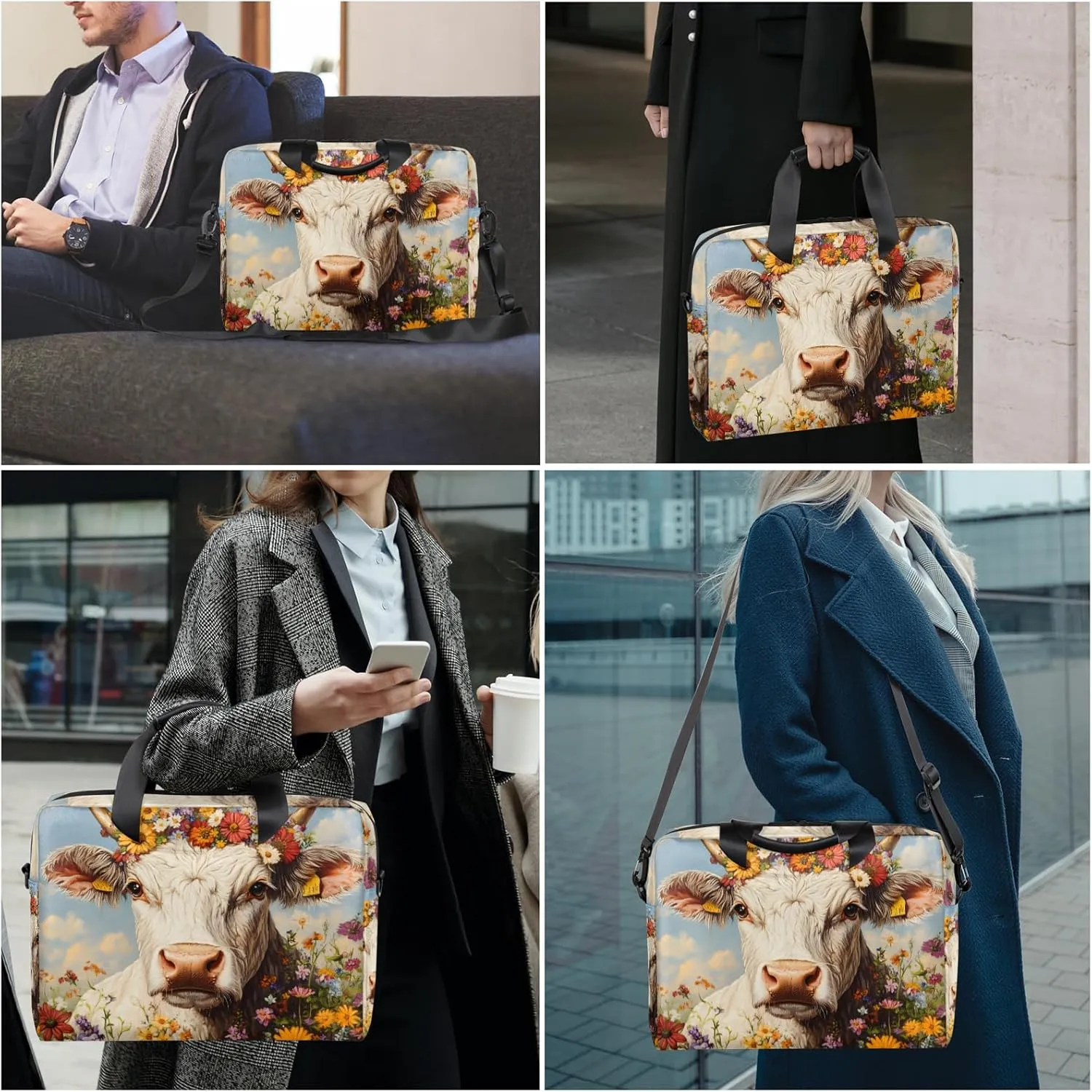 Laptop Bag 15.6 Inch Laptop Sleeve Case with Shoulder Straps Computer Slim Briefcase for Men and Women
