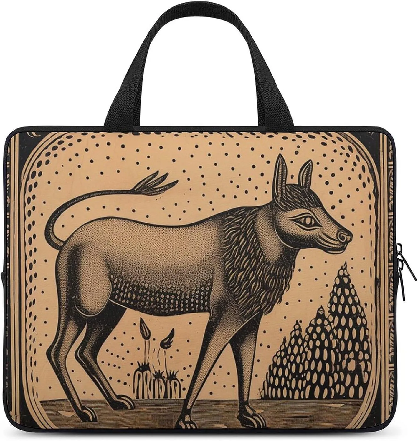 Laptop Bag Premium Laptop Case Briefcase Woodcut Style Animals Computer Tote Bag Portable Messenger Bag for Men