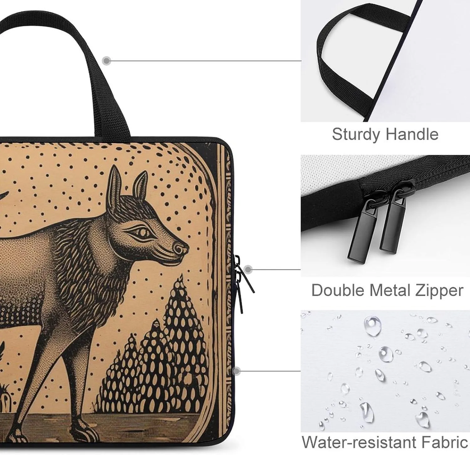 Laptop Bag Premium Laptop Case Briefcase Woodcut Style Animals Computer Tote Bag Portable Messenger Bag for Men