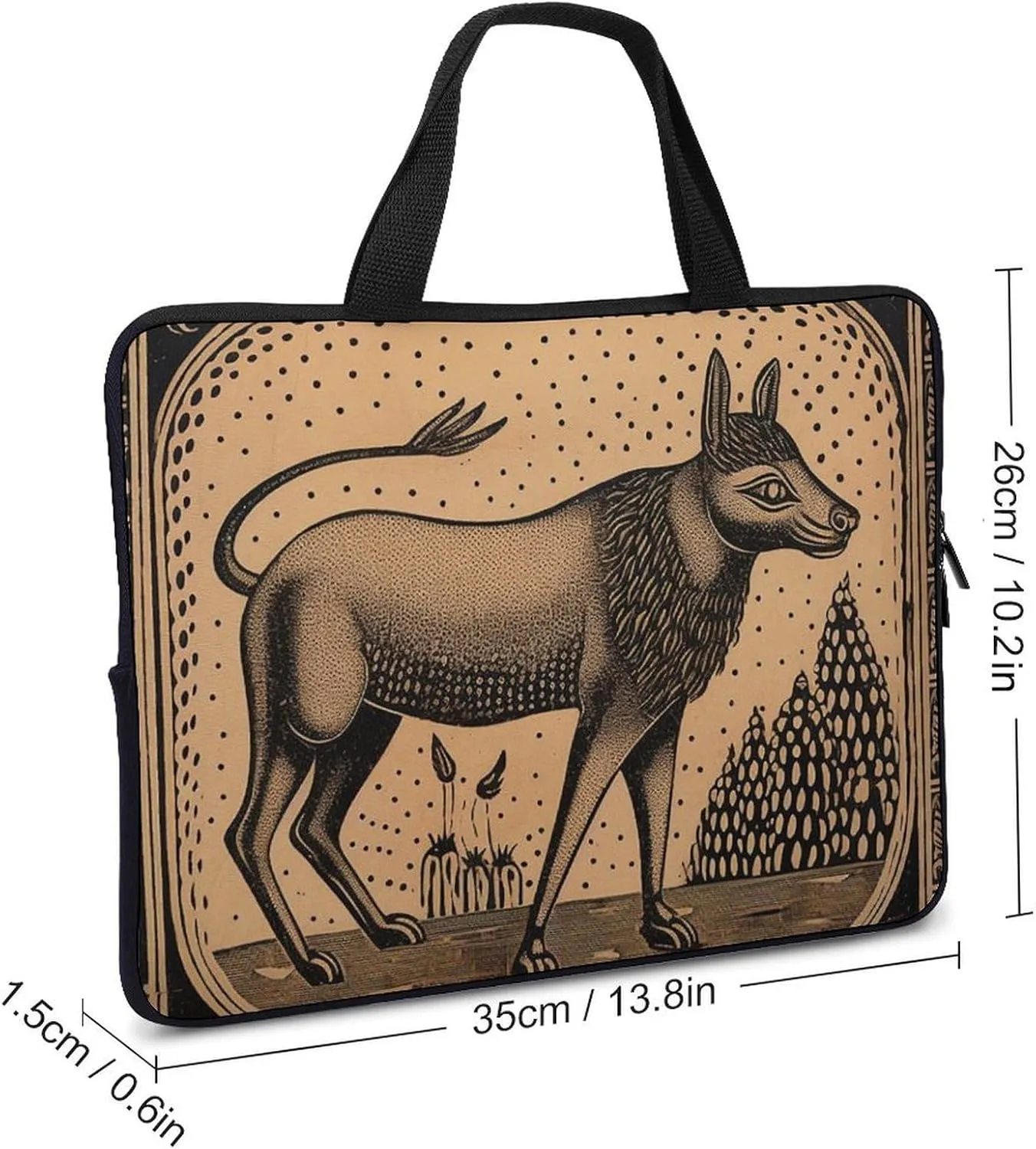 Laptop Bag Premium Laptop Case Briefcase Woodcut Style Animals Computer Tote Bag Portable Messenger Bag for Men