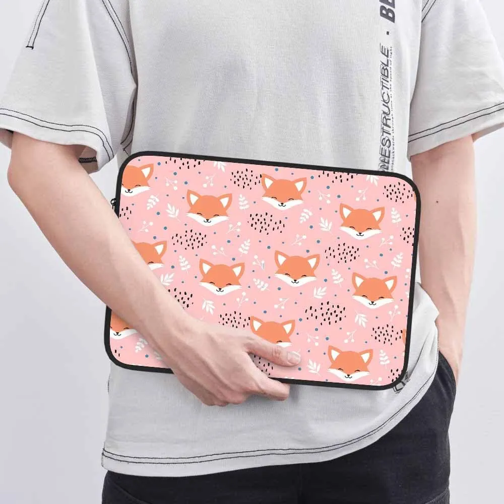 Laptop Sleeve Bag 15.4 15.6 Inch,Cute Fox Orange Fox Woodland Animal Pink Protective Polyester Computer Cases Laptop Cover Briefcase Bag Tablet Travel Cover