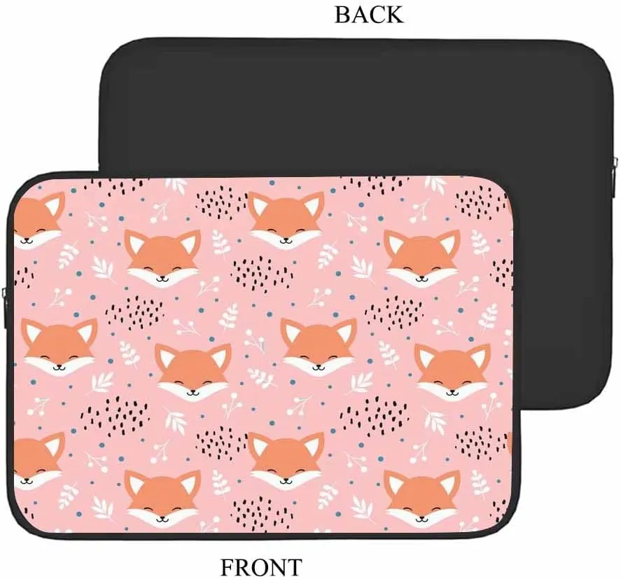 Laptop Sleeve Bag 15.4 15.6 Inch,Cute Fox Orange Fox Woodland Animal Pink Protective Polyester Computer Cases Laptop Cover Briefcase Bag Tablet Travel Cover