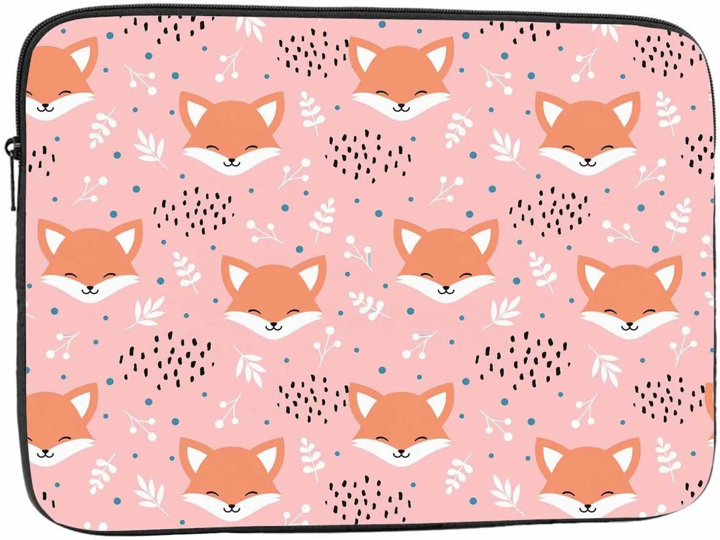 Laptop Sleeve Bag 15.4 15.6 Inch,Cute Fox Orange Fox Woodland Animal Pink Protective Polyester Computer Cases Laptop Cover Briefcase Bag Tablet Travel Cover