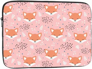 Laptop Sleeve Bag 15.4 15.6 Inch,Cute Fox Orange Fox Woodland Animal Pink Protective Polyester Computer Cases Laptop Cover Briefcase Bag Tablet Travel Cover