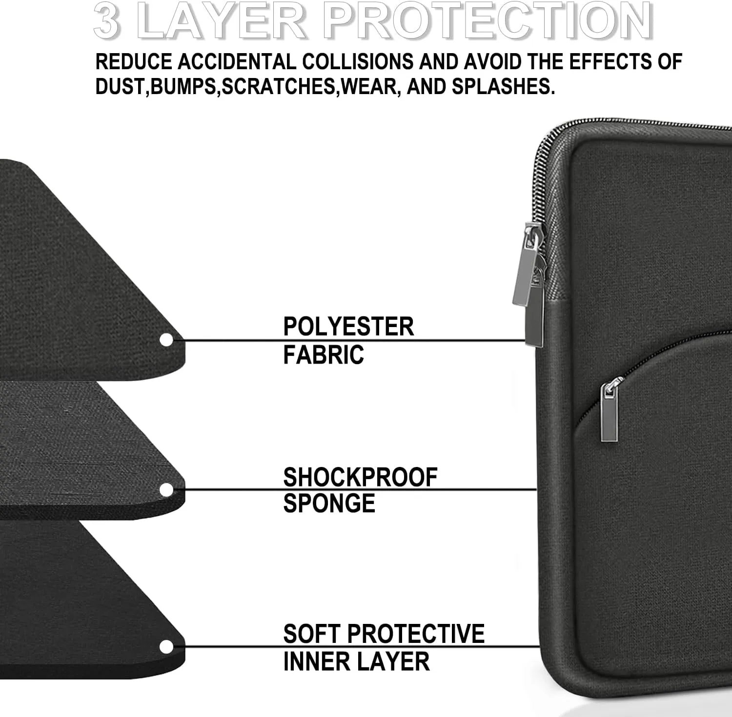 Laptop Sleeve Case 14 inch, Slim Portable Monitor Protective Cover with Front Pocket, Traveling Carrying Laptop Bag Compatible for MacBook Air/Pro, HP, Dell, Lenovo, Acer, Grey