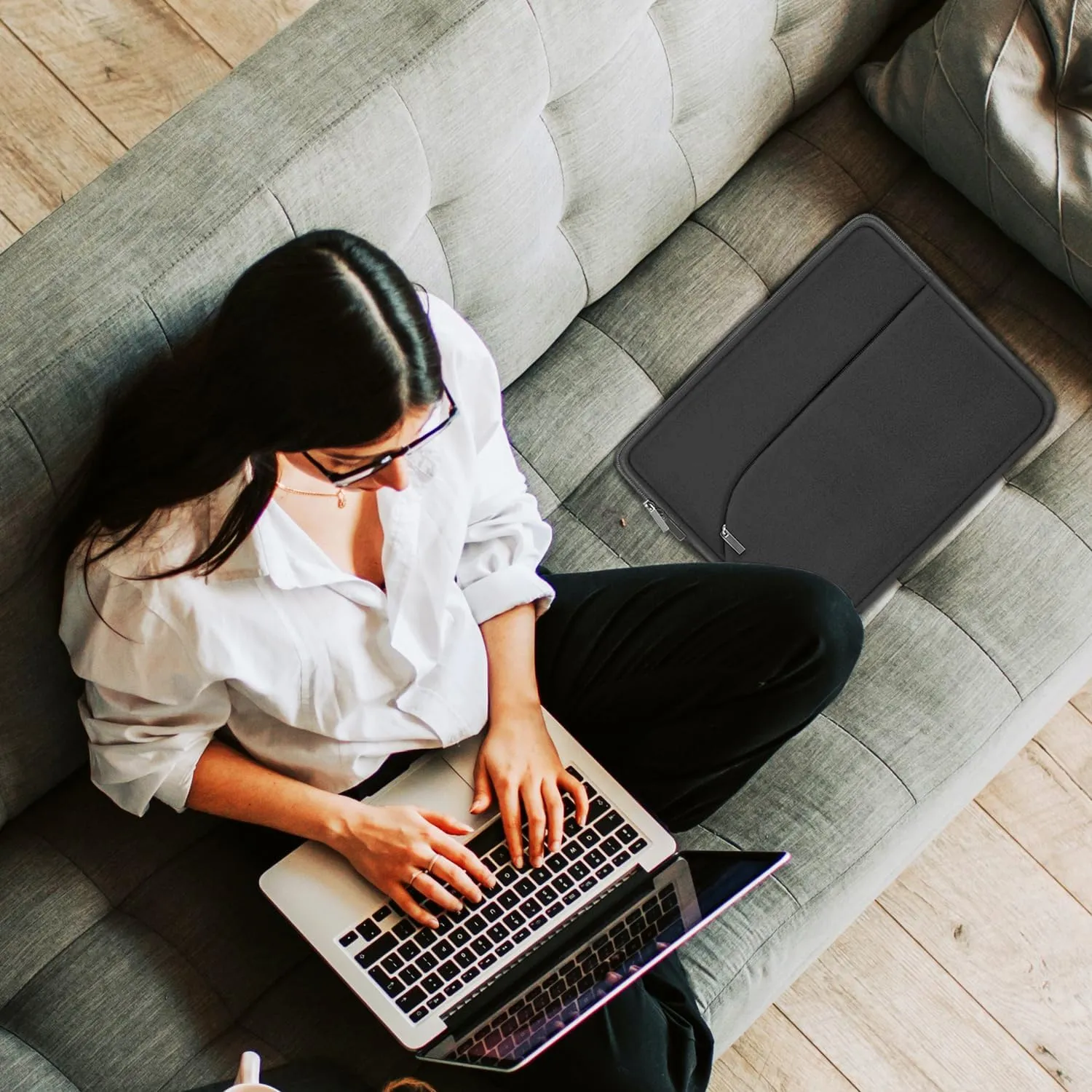 Laptop Sleeve Case 14 inch, Slim Portable Monitor Protective Cover with Front Pocket, Traveling Carrying Laptop Bag Compatible for MacBook Air/Pro, HP, Dell, Lenovo, Acer, Grey