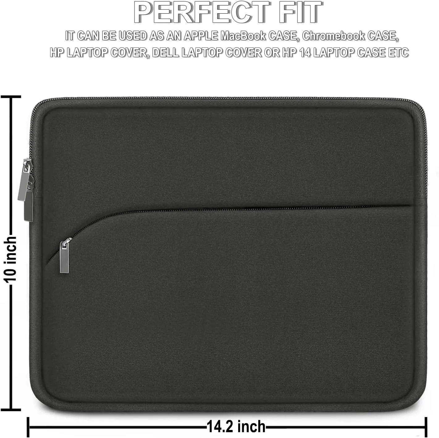 Laptop Sleeve Case 14 inch, Slim Portable Monitor Protective Cover with Front Pocket, Traveling Carrying Laptop Bag Compatible for MacBook Air/Pro, HP, Dell, Lenovo, Acer, Grey