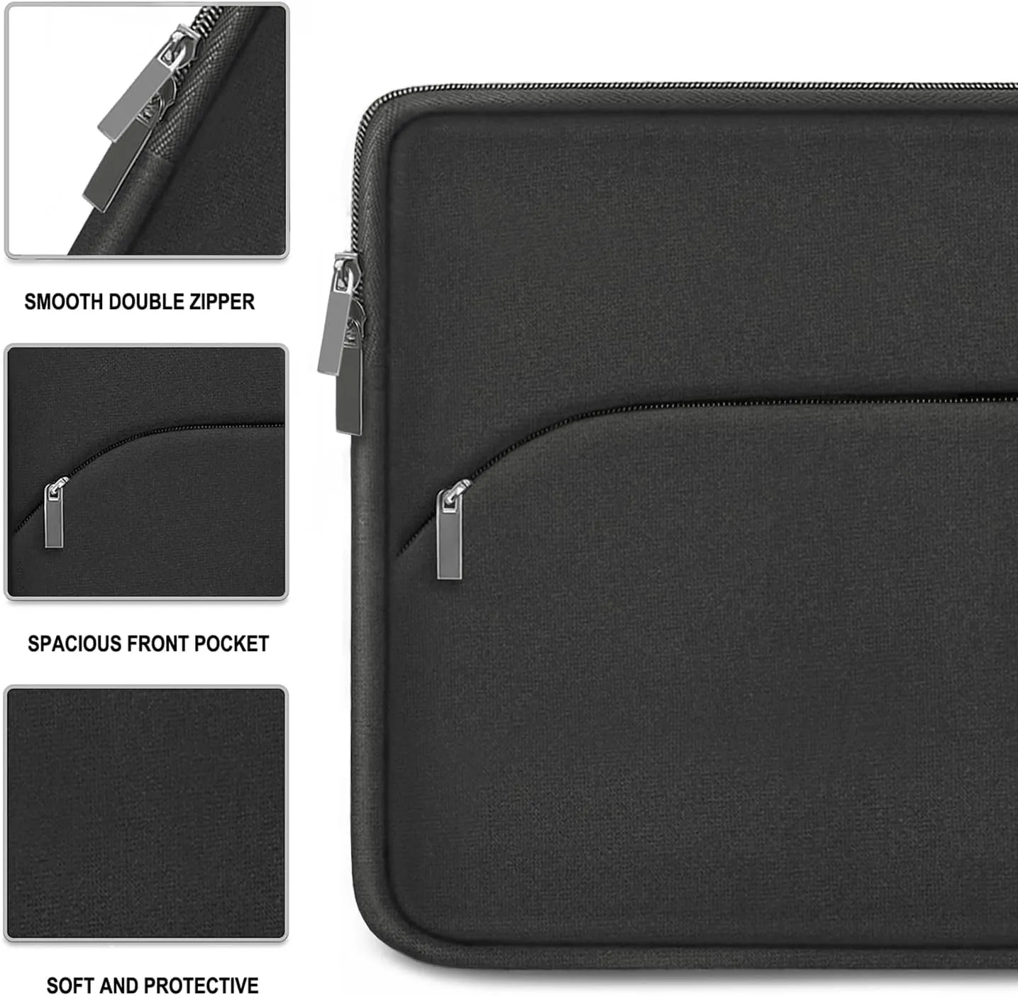 Laptop Sleeve Case 14 inch, Slim Portable Monitor Protective Cover with Front Pocket, Traveling Carrying Laptop Bag Compatible for MacBook Air/Pro, HP, Dell, Lenovo, Acer, Grey