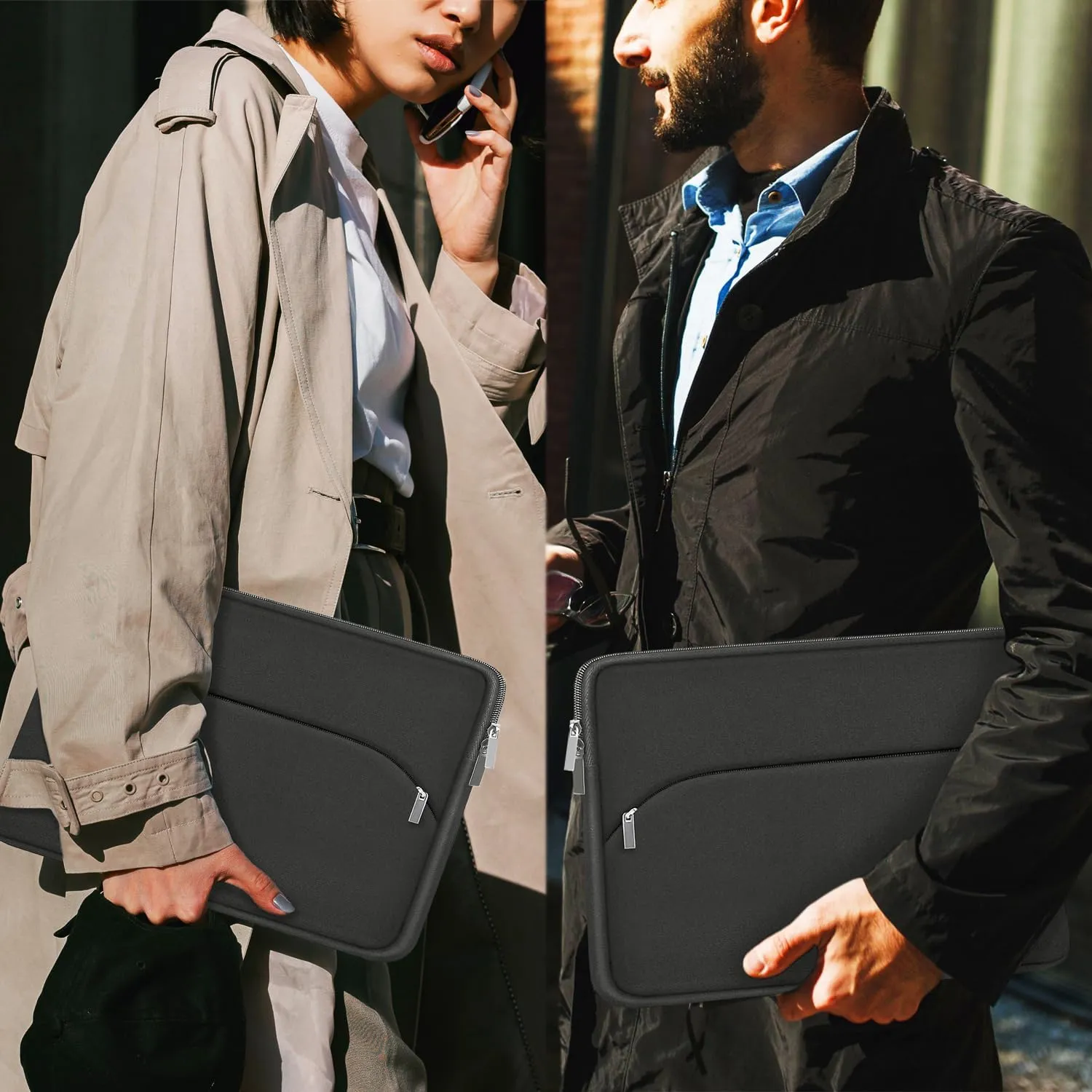 Laptop Sleeve Case 14 inch, Slim Portable Monitor Protective Cover with Front Pocket, Traveling Carrying Laptop Bag Compatible for MacBook Air/Pro, HP, Dell, Lenovo, Acer, Grey
