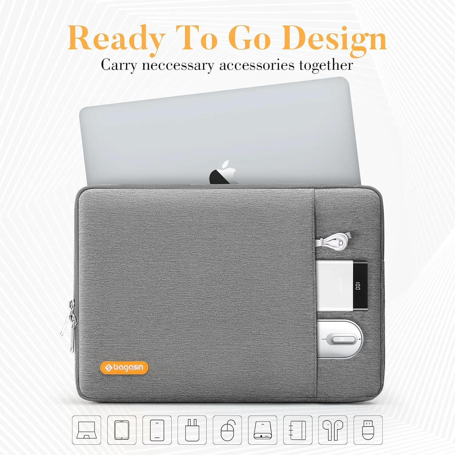 Laptop Sleeve Case, 15 15.6 16 inch Laptop Sleeve with Accessory Pocket, Water & Dirt Resistant with Corner and Edge Protection, Laptop Bag Compatible with MacBook, HP, Dell, Lenovo, Asus