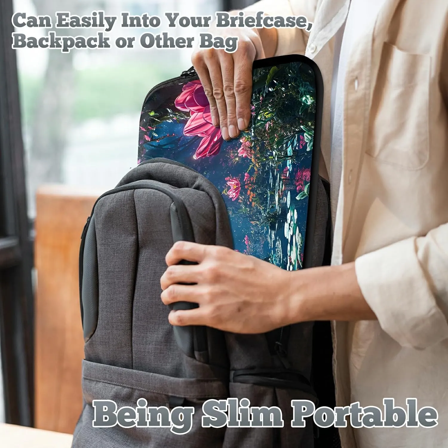 Laptop Sleeve Case Bag 13 inch, Pond Lotus Slim Carrying Case Durable Handbag Travel Laptop Bag for 13 inch MacBook Air M3/M2/Pro M2/ 13" iPad Pro/Air M4/M2 2024